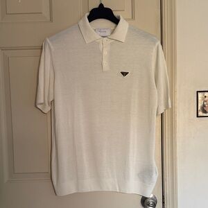 Prada Men's Cream Polo Shirt
